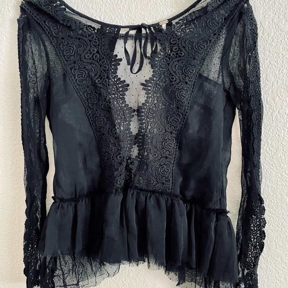 FREE PEOPLE Open Back Lace Top